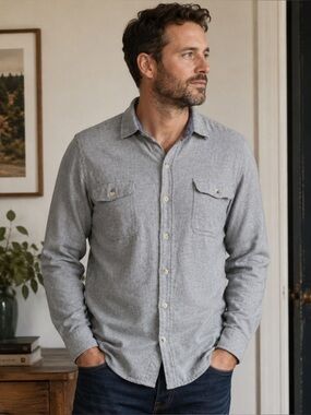 Woolrich Gray Cotton long sleeve button up L